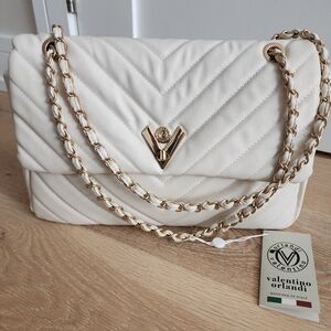 Valentino Orlandi Cream Quilted Shoulder Bag NWT Msrp $320